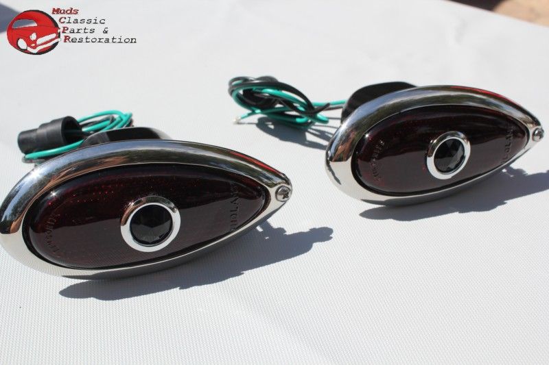 Ford Hot Rat Street Rod Custom Car Truck Blue Dot Tail Lamp Light Assemblies New Muds Classic